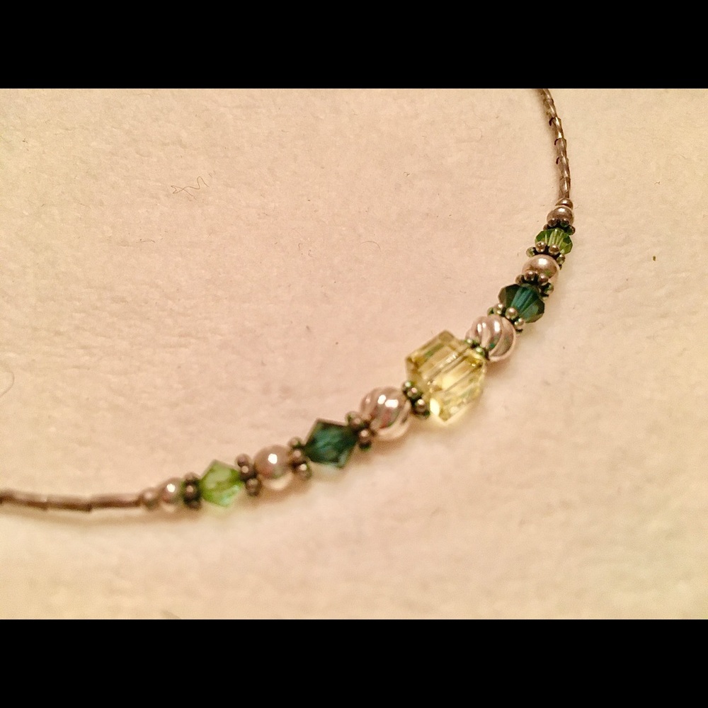 Liquid Silver/Swarovski Crystals Necklace/Earrings